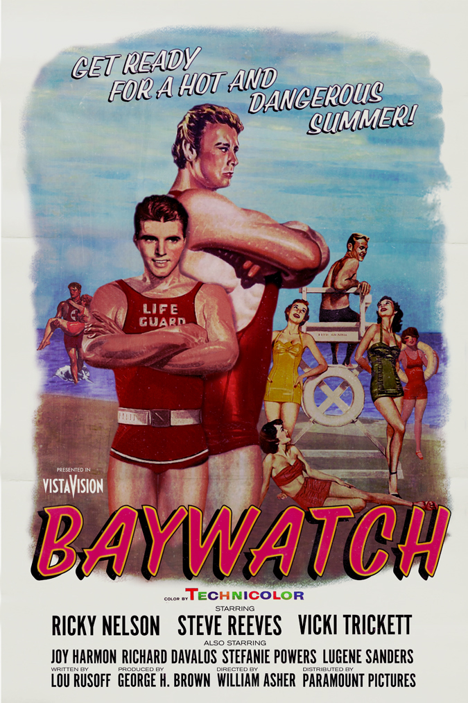 Ricky Nelson, Steve Reeves et Vicki Trickett dans le film Baywatch